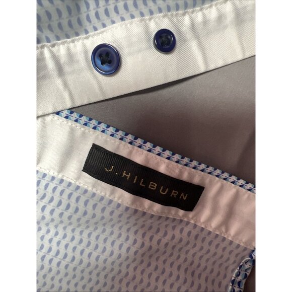 J Hilburn Geometric Blue/White Men's Size 3XL Casual Long Sleeve Button Down - Picture 10 of 16